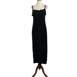 Vintage Black Velvet Maxi Dress with Bolero Shrug 10P